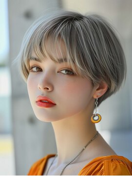 ムウ 難波(MOU) ナチュラルボブ暗めカラーグランマッシュデザイン20代30代40代50