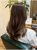 アッシュベージュ ロングレイヤー 髪質改善 透明感カラー 20代
