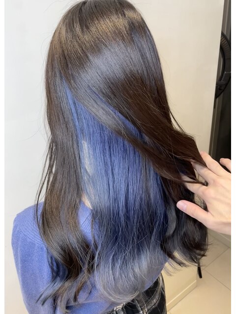 インナーカラーブルー/ハッシュカット/美髪/インナーカラー/卵型