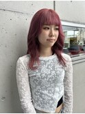 ピンクカラーゆるふわハイトーンカラー艶カラー小顔10代20代