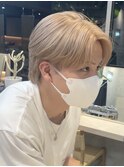 韓国風メンズミルクティーベージュダブルカラーハイトーンカラー