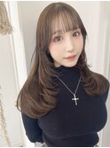 アッシュベージュ/レイヤーカット/ハッシュカット/韓国ヘア 