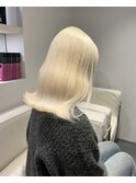 12597艶髪ホワイトブロンド切りっぱなしボブ韓国マロンベージュ