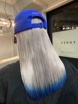 スリー 博多(THREE...) 【裾カラー】ホワイト×ブルー