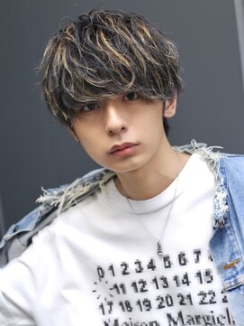 エイド 本店(aid) メンズハイライトソフトツイストパーママッシュショートメッシュ