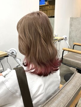 イェッカ(YECCA) ミルクティー×ピンク×ブラウン*裾カラー