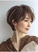 ◇大人可愛い20代30代40代50代前下がりショートボブ丸みショート