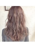 ラベンダーピンクベージュシルバーカラーフェザーバング