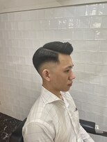 メリケンバーバーショップ フクオカ(MERICAN BARBERSHOP FUK)&nbsp;かき上げヘアショートレイアーくせ毛風パーマコンマヘアS20