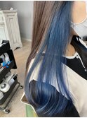 ベージュ×インナーカラー_アイスブルー_58