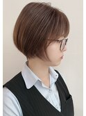 艶髪丸みショート×アッシュブラウン