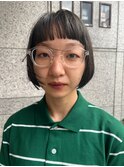 オリーブグリーン×ボブ