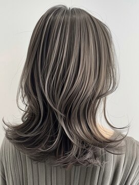 ネックス 表参道本店(nex) デザインカラーレイヤーカットウェットヘアオリーブベージュ白髪