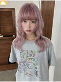 ホワイトピンク/レイヤーカット/トリプルカラー/ブリーチ2回