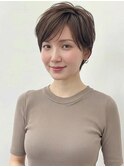 モカブラウン大人かっこいい小顔クールショートA11上尾30代40代