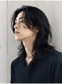 メンズロング ニュアンスパーマ センターパート