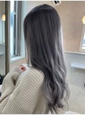 ロング シルバーグレー グレージュ 透明感カラー