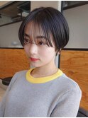 シルクバングのマッシュショートヘア小顔カット黒髪ショートヘア