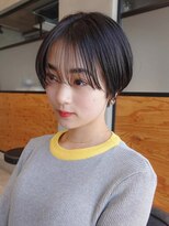 シルクバングのマッシュショートヘア小顔カット黒髪ショートヘア