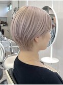 !マッシュショートホワイトベージュハイトーンケアブリーチ#原宿