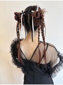 ツインアレンジ タイトアレンジ 三つ編みツイン