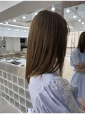 韓国顔まわりレイヤーカットグレージュオリーブベージュブラウン