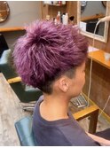 ベリーショートブリーチカラーピンクパープル