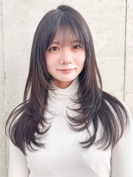 ロンドホットリップ 立川(Lond hot lip) グレージュブラウン/ミディアムレイヤー/韓国巻き/顔周りカット