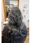 エアータッチバレイヤージュセミロング グレーアッシュ