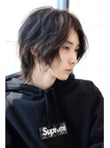 ハイライトブリーチミディアムウルフ センターパート