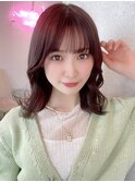 韓国前髪顔周り×チェリーブラウンフェミニン【新宿/髪質改善】