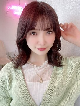 ラルムバイシー 新宿(LARME by Sea) 韓国前髪顔周り×チェリーブラウンフェミニン【新宿/髪質改善】