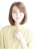 長めの前髪のワンカールボブスタイル