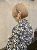 ベージュボブ　ベージュカラー　ハイトーン　姫カット　