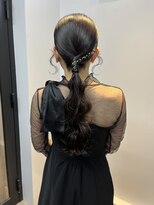 ヘアセットポニーテール結婚式ドレスヘア