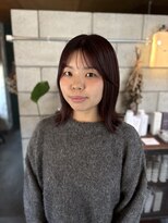 ファスナー(fustener) ミディアム外ハネ×ピンクブラウン