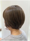 明るめ白髪染めショートボブ