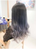 アッシュグレージュグラデーションカラーロング! デザインカラー