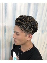 アップ(A+hair) 毛先カラーホワイトメッシュハイトーンカラー七三オールバック