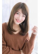 ミック ヘアアンドメイク アップ 駒込店(miq Hair&Make up)&nbsp;暗髪斜めバング内巻きワンカールエアストレートa1