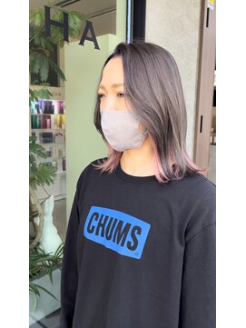 シェルハ(SHELHA) インナーカラー ピンク グレージュ グレー ブリーチカラー