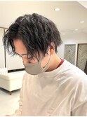 センターパート/ツイストスパイラル/メンズパーマ