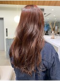 暖色カラー/オレンジ/艶髪/ダブルカラー/ロング