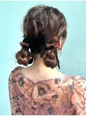 結婚式パーティー2次会ヘアセットツインシニヨン