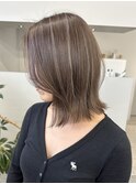 ハイライトカラーグレージュベージュレイヤーカットボブ髪質改善
