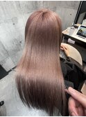 ロングヘアーピンクベージュ髪質改善 赤坂見附