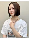 ミニボブ/切りっぱなしボブ/縮毛矯正