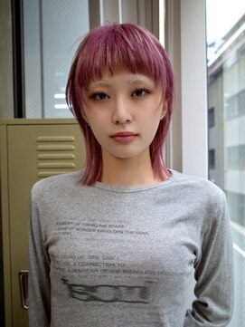 ギークス(GEEKS) 【GEEKS渋谷】冬カラー/ピンク/ミディアムレイヤー/オン眉ウルフ