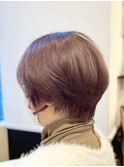 明るい白髪染め/白髪ぼかし/丸みショート/40代/50代/60代/