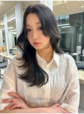 前髪なし/顔まわりカッ/トくびれヘア/韓国ヘア/ブリーチなし